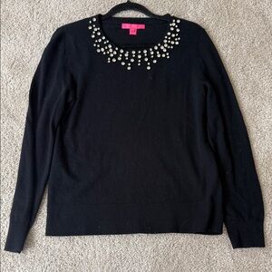 Lilly Pulitzer Odetta jeweled sweater in Onyx. Size M